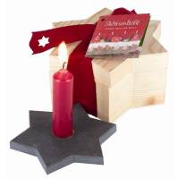Bougeoir Ardoise 15 X 7 Cm Etoile/Dans Boite En Bois