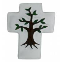 Kruisje Keramiek 12 X 10 cm Wit - Levensboom 