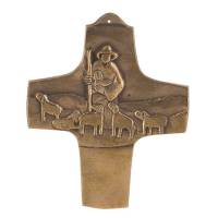 Croix murale bronze 11 cm Bon Berger