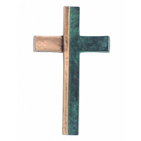 Croix Murale 15 Cm Bronze Patine Verte