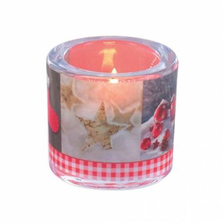 Glas+Theelichtje 6 X 6.5 - Kerstmis Is De Dag 