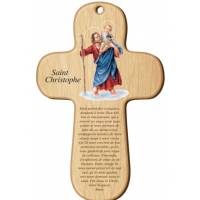 Croix Murale - St Christophe + Prière - 15 X 9.5 cm