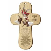 Croix Murale St Michel + Priere - 15 X 9.5 Cm