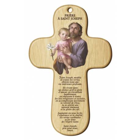 Croix Murale St Joseph + Priere - 15 X 9.5 Cm