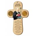 Croix Murale St Benoit + Priere - 15 X 9.5 Cm