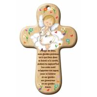 Croix Murale Ange + Priere - 15 X 9.5 Cm - Blanc