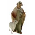 Houtsnijwerk Herder Met Stok En Schaap voor kerstfiguren van 16 cm / Gekleurd 