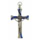 Croix St Benoît - 8 x 4 cm - Métal + Email bleu