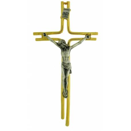 Croix Murale - 16 cm - Mét Doré Bicolore