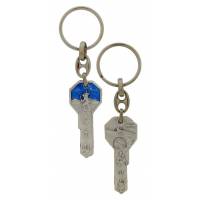Porte-Clefs - St Christophe / Clef - Bleu Email