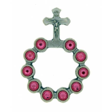 Ring-Tientje - Metaal Verz + Swarovski steentjes 