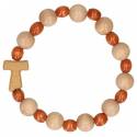 Armband-tientje/elastiek - hout - Taukruisje 