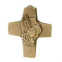 Croix murale bronze 10 cm Pain et vin