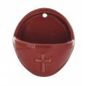 Wijwatervat Keramiek 8.5 X 10 Cm Rood Glanzend Kruisje 