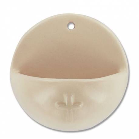 Benitier Ceramique 7 Cm Creme Croix