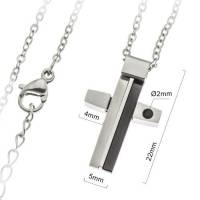 Croix 22 mm avec zircon et chaîne acier inoxydable
