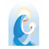 Plaque Murale 13.5 X 9 Cm Vierge Ete Enfant Bleu
