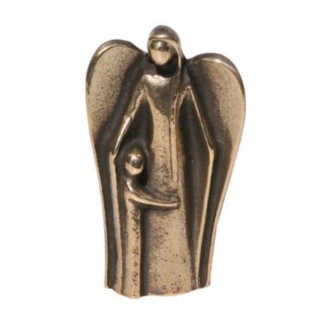 Beeld 7 Cm Brons - Engelbewaarder + Kind 