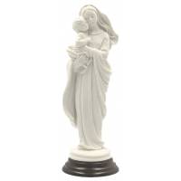 Beeld 26 cm Maria met kind Wit / Basis Hout 