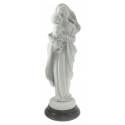 Statue 20 cm - Vierge et Enfant - Blanc / Base Bois