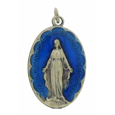 Médaille 32 mm Ov - Miraculeuse - Email Bleu