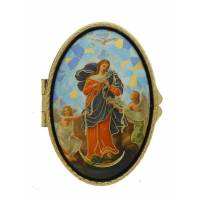 Pillendoosje - Maria die de knopen ontwart - Mozaiek - Ov 70 X 45 mm 