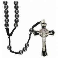 Chapelet s/corde Hématite Croix St Benoît
