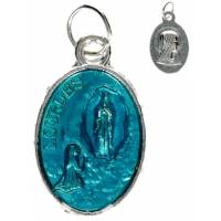 Médaille 19 mm Ov - Appar Lourdes - Email Bleu