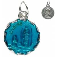 Médaille 14 mm - Appar Lourdes - Email Bleu