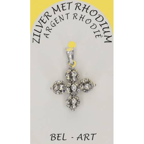 Croix Argent Rhodie Swarovsky 6 Mm Transparent