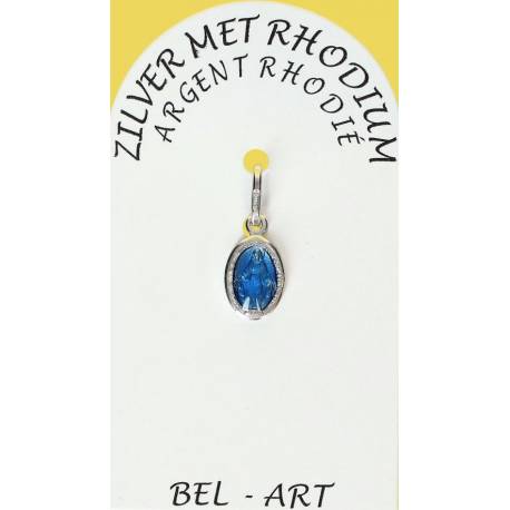 Medaille Zilver + Rhodium Wonderbare 10 mm Email Blauw 