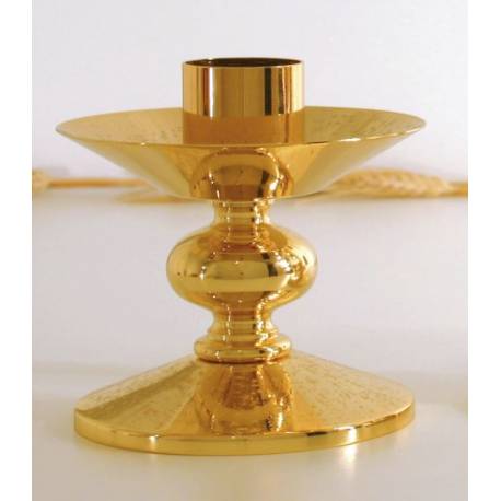 Bougeoir d'autel doré-H 12 Cm