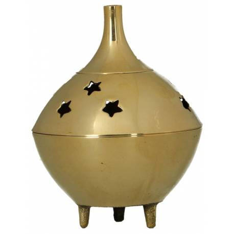 Brûle-Encens en laiton doré - H 7 cm