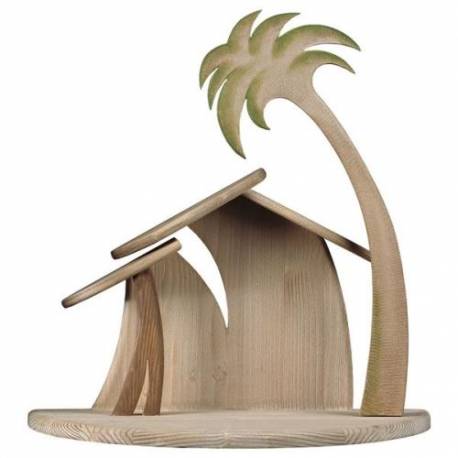Etable vide en bois pour crèche de Noël 36 x 18 x 36 cm