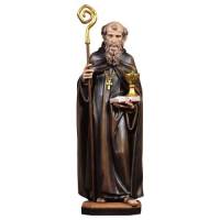 Houtsnijwerk beeld Heilige Benedictus met kelk an slang 23 cm gekleurd 