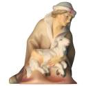 Berger à genoux avec agneau : crèche de Noël en bois Komet 12 cm
