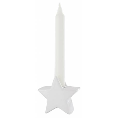 Bougeoir Porcelaine 9 X 8.5 X 4 Cm Etoile Pour Bougie Diam 2 Cm