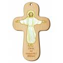 Croix Murale Bois 9.4 X 15 Cm Christ Est Ressuscité