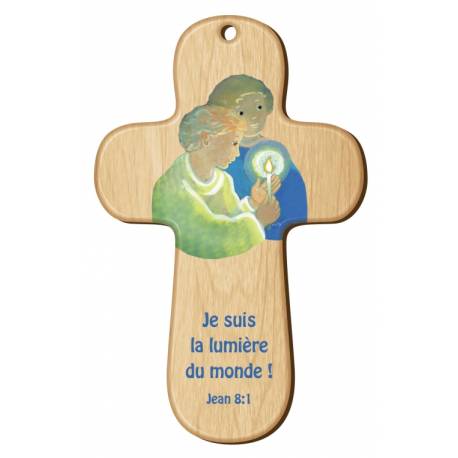 Croix Murale Bois 9.4 X 15 Cm Je Suis La Lumiere Due Monde