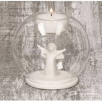 Boule De Noel Verre - Ange En Porcelaine 10 X 8.5 Cm