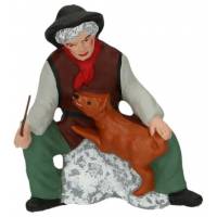 Santon Gateau 7 Cm Homme Assis Avec Chien