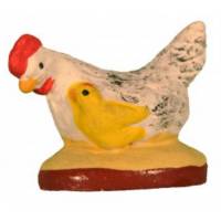 Santon Gateau 7 Cm Poule Blanche + Poussin