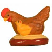 Santon Gateau 7 Cm Poule Brune + Poussin
