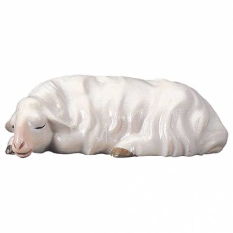 Houtsnijwerk Schaap Slapend 25 Cm/Gekleurd 