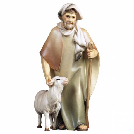 Berger avec baton et son mouton : crèche de Noël en bois Komet 12 cm
