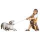 Garcon tirant un bélier : crèche de Noël en bois Ulrich 15 cm
