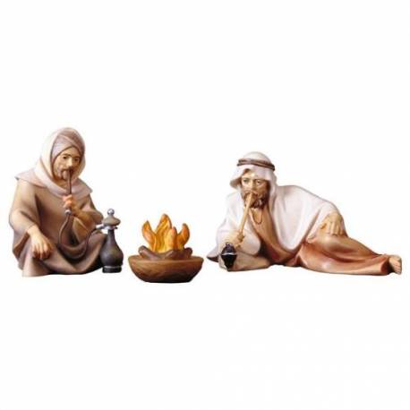Herders Rond Vuur/3 Delig : houtsnijwerk kerstgroep Komet 12 cm 