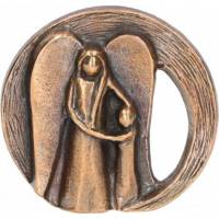 Beeld 6.5 X 6 Cm Brons - Engelbewaarder + 1 Kind 