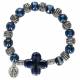 Armband/elastiek - glas - blauw - Wonderbare medaille 