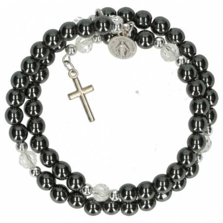 Bracelet-chapelet - hématite - médaille Miraculeuse